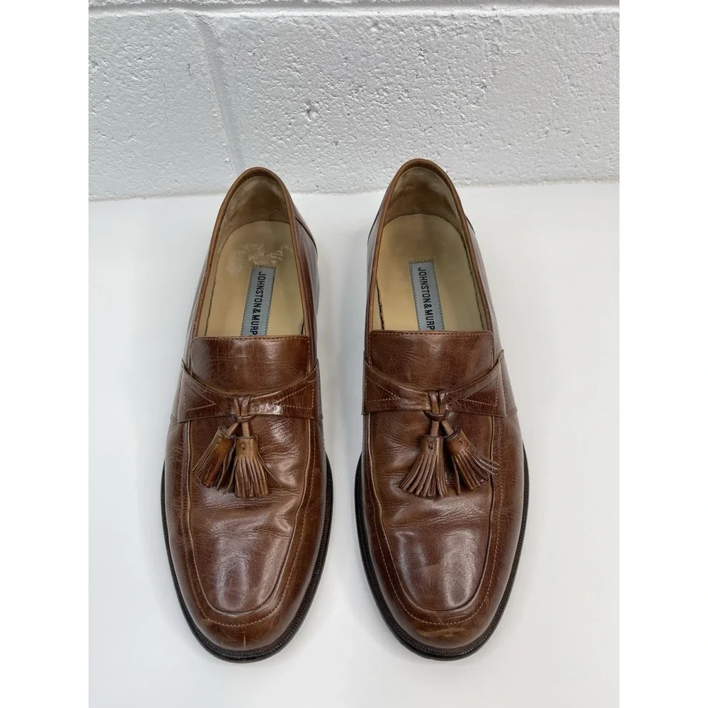 Men's Johnston & Murphy Classic Brown Leather Tassel Loafer Sz. 10M